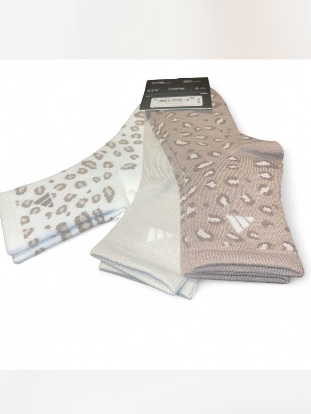Adidas Women’s Leopard Neutral Luxe High Quarter Socks 3 Pairs - Picture 3 of 4